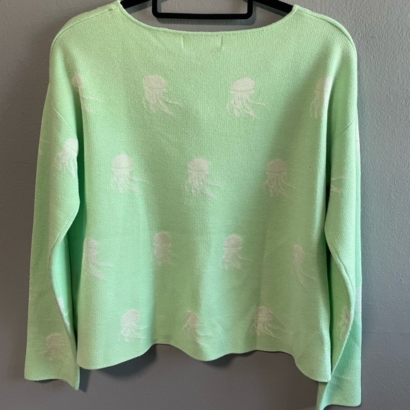 NWT Philosophy Republic Mint Green Jellyfish Print Jacquard Sweater. Size Large - Picture 3 of 8